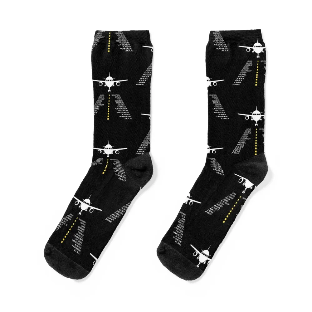 Pilots airplane pilot phonetic alphabet aviator Socks floral Men's gifts Crossfit Socks Men's Women's