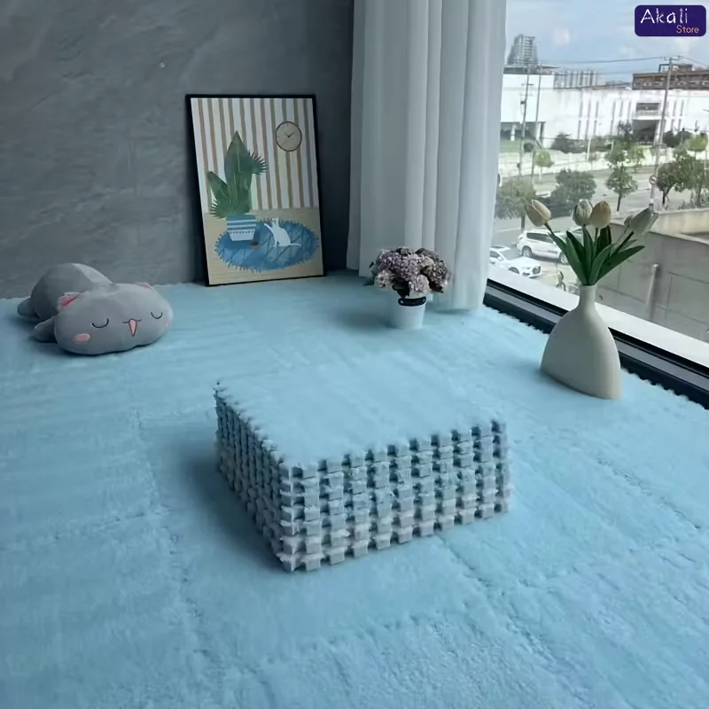 12 قطعة من سجادة أرضية رغوية من القطيفة الناعمة المتشابكة سجادة غير قابلة للانزلاق سجادة لعب سميكة لغرفة المعيشة وغرفة النوم وغرفة الأطفال ديكور المنزل #4