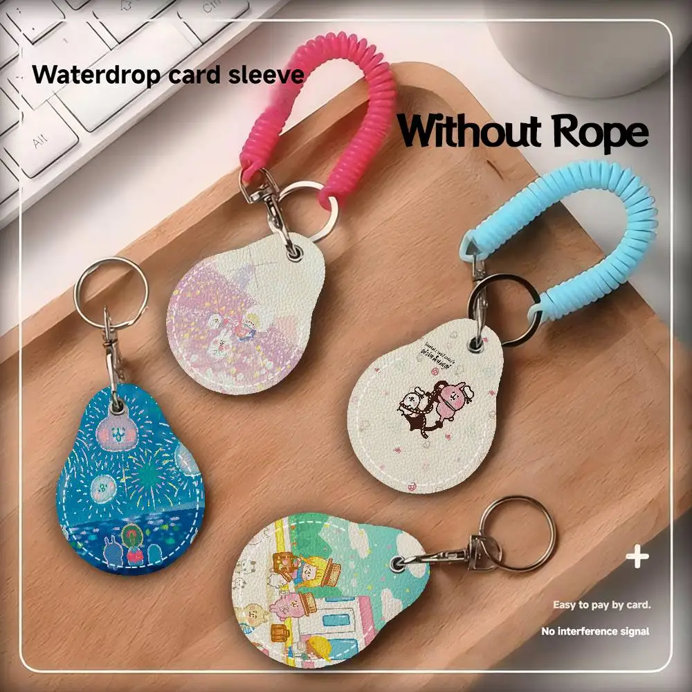 Cartoon Art K-Kanaheis Cute Mini Water Drop Shape Community Access Card Holder Elevator Card Sensor Drop Card Protector Keychain