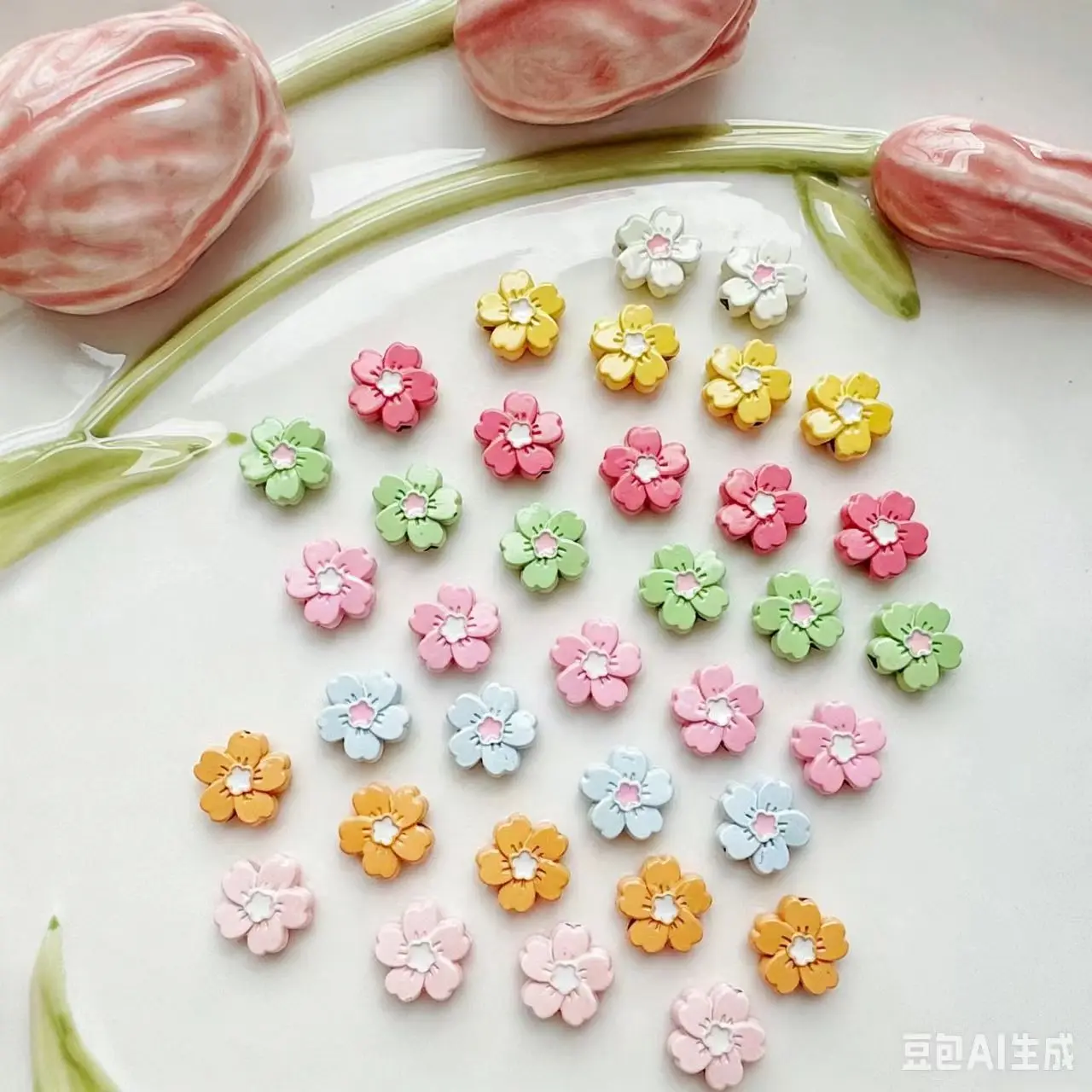 

Multi-Color Flower Alloy Spray Beads 50pcs/lot DIY Jewelry Making for Bracelet Necklace Hair Accessories Handmade