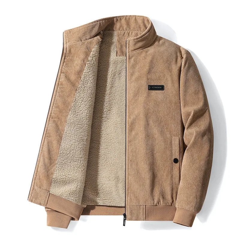 

Men Cotton Coat Men's Autumn and Winter Coat Corduroy Cotton Coat Thickened Lamb Plush Sports Casual Plush Jacket men