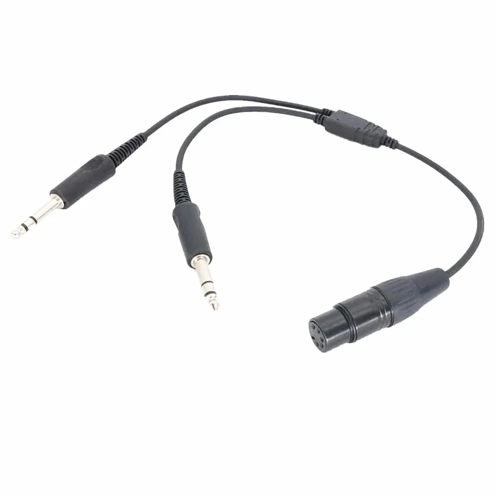 FRT for Airbus XLR to GA Dual Plug 5 Pin Headset Adapter Cable Aviation Black
