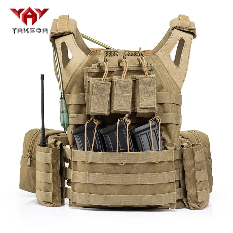 YAKEDA Tactical Vest & Portable Water Bag 1000D Nylon Airsoft Protective Hunting Vest Camouflage Molle Military Vest