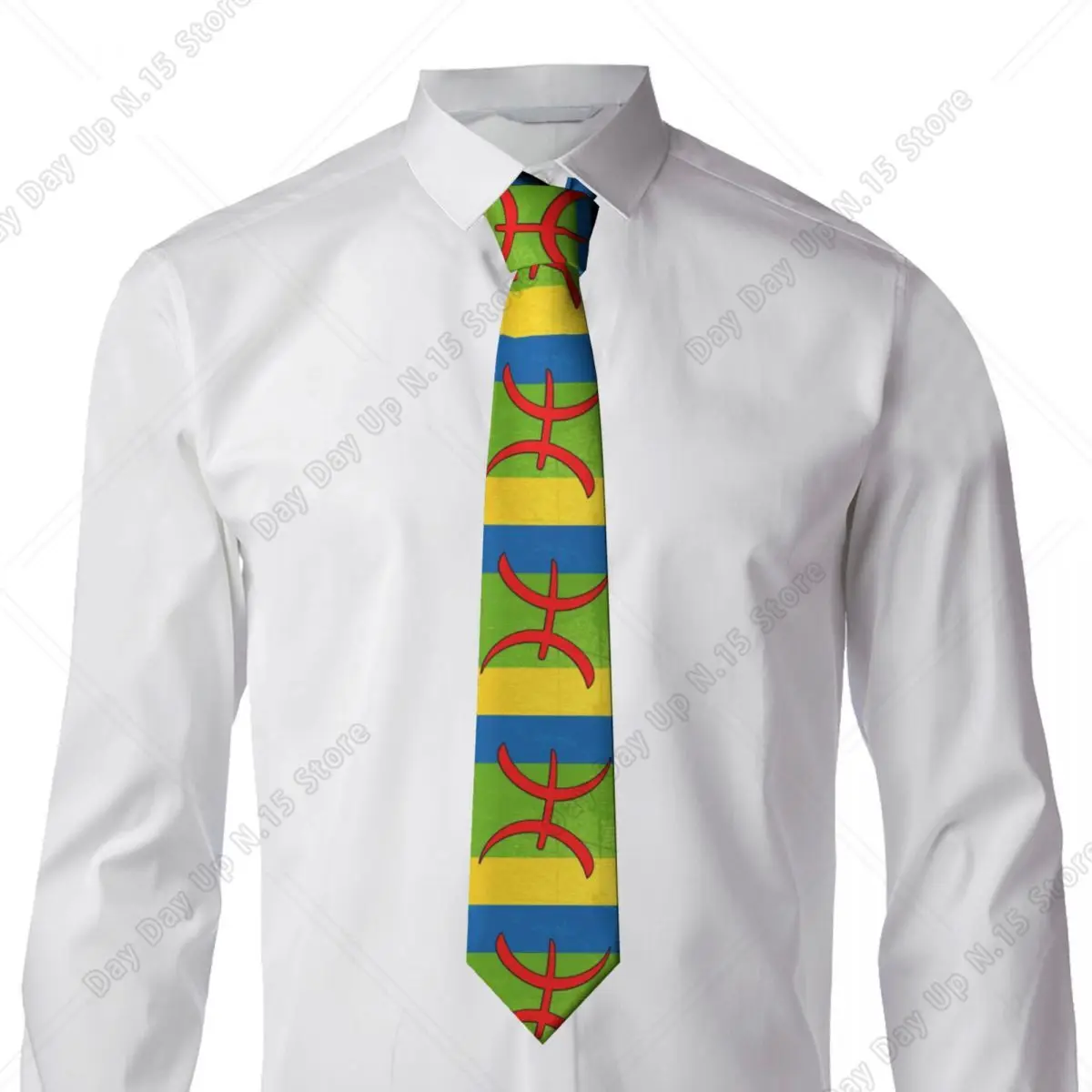 Classic Vintage Amazigh Flag Necktie Men Customized Silk Berber Tifinagh Logo Office Neck Tie