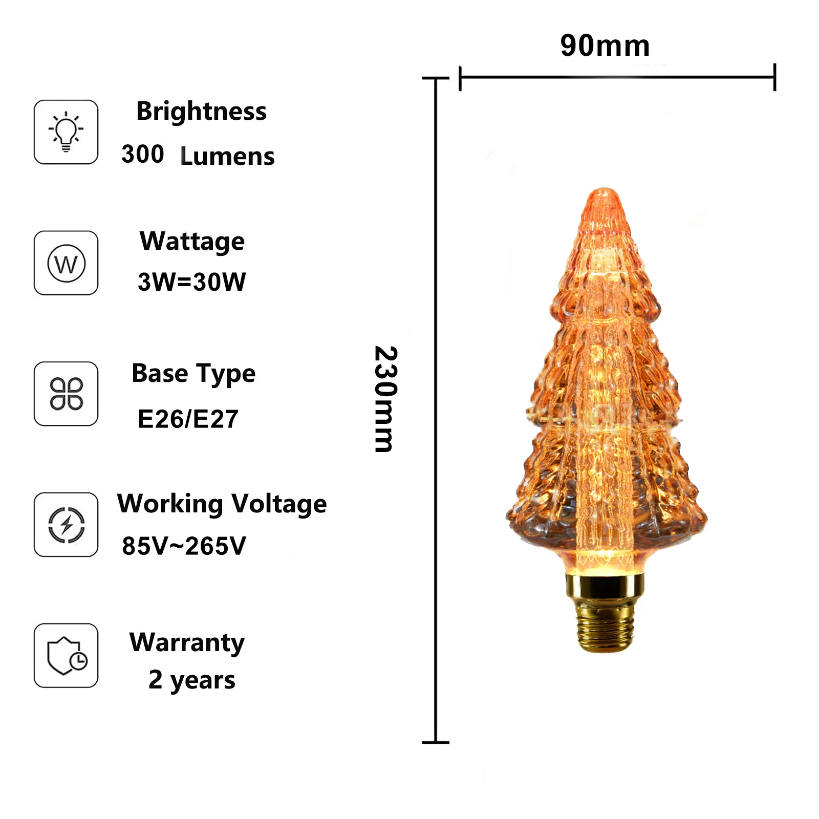 หลอดไฟเอดิสัน LED ย้อนยุค85V-265V E27 3W หลอดไฟ ST64 DT45 G80โคมไฟระย้าสไตล์วินเทจโคมไฟตกแต่งคริสมาสต์ไฟพลุ