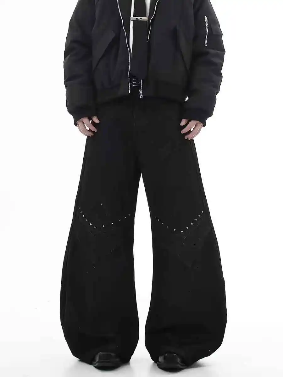 Feminino preto gótico y2k emo jeans vintage harajuku japonês 2000s estilo baggy jean calças oversize grunge denim roupas