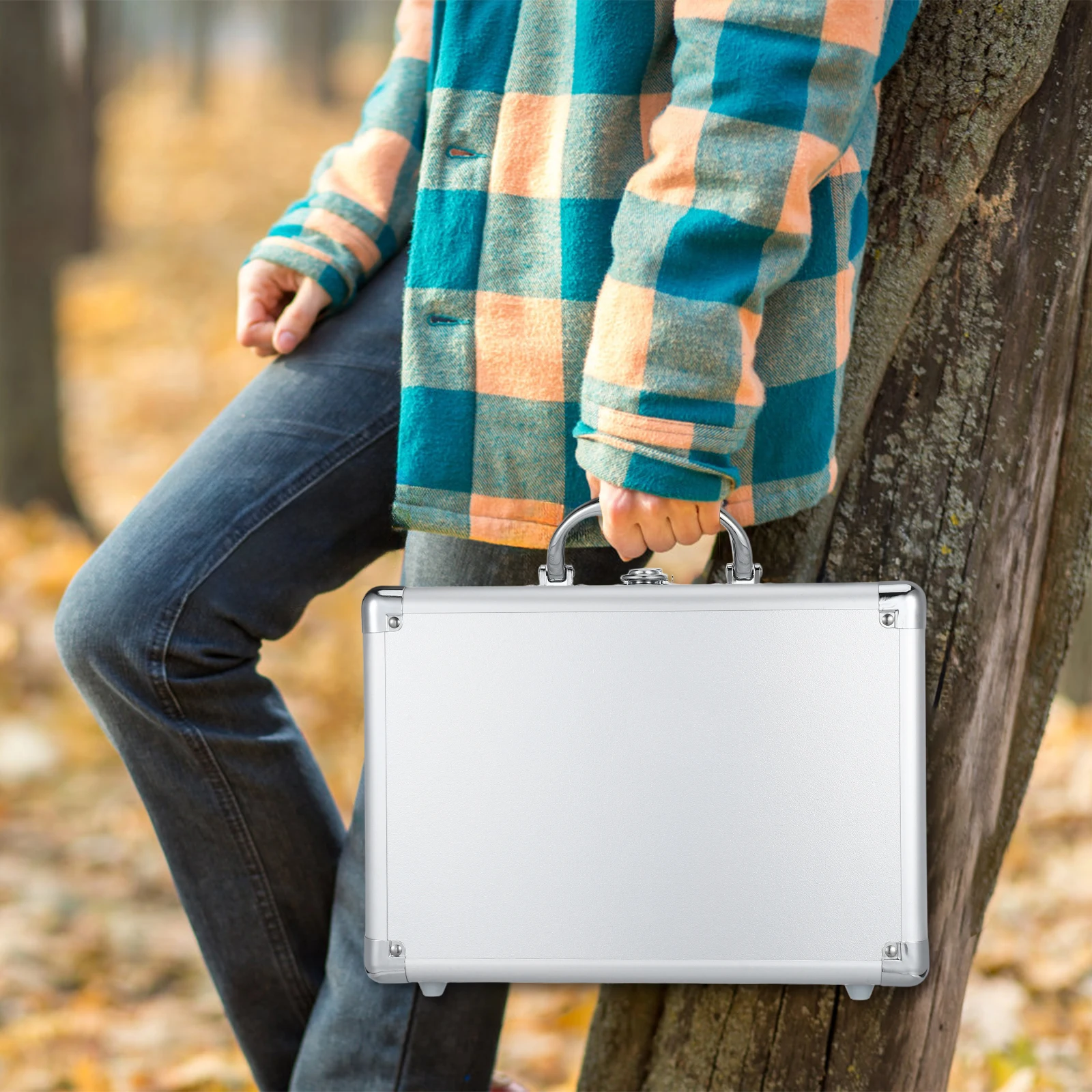 Aluminum Alloy Briefcase Hand Tool Case Password Lock Cotton DIY Small Portable Storage for Instruments Makeup Tools Metal Case