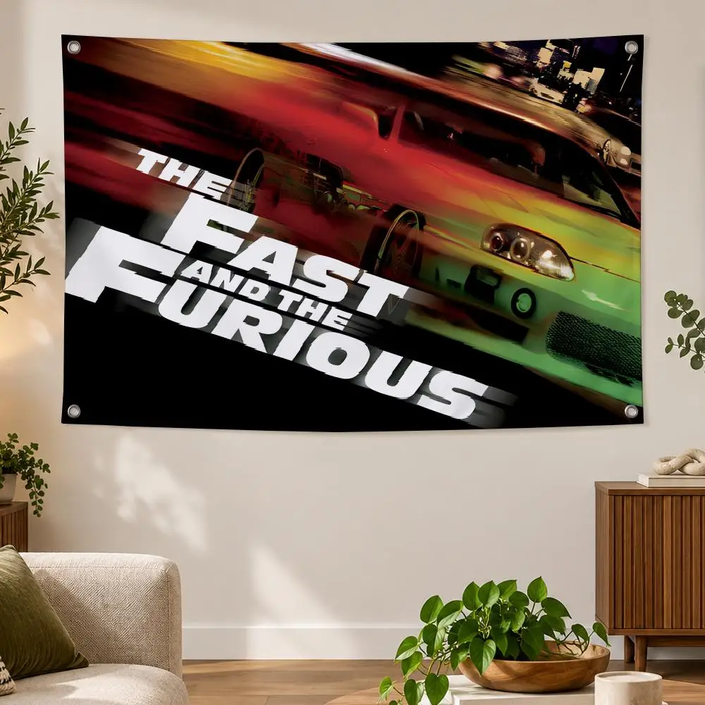 Movie Fast & Furious Racing Classic F-Fast Furious Flags Banner Decor for Bedroom,Garden,Party,Club,Indoor Outdoor, Fan Gift
