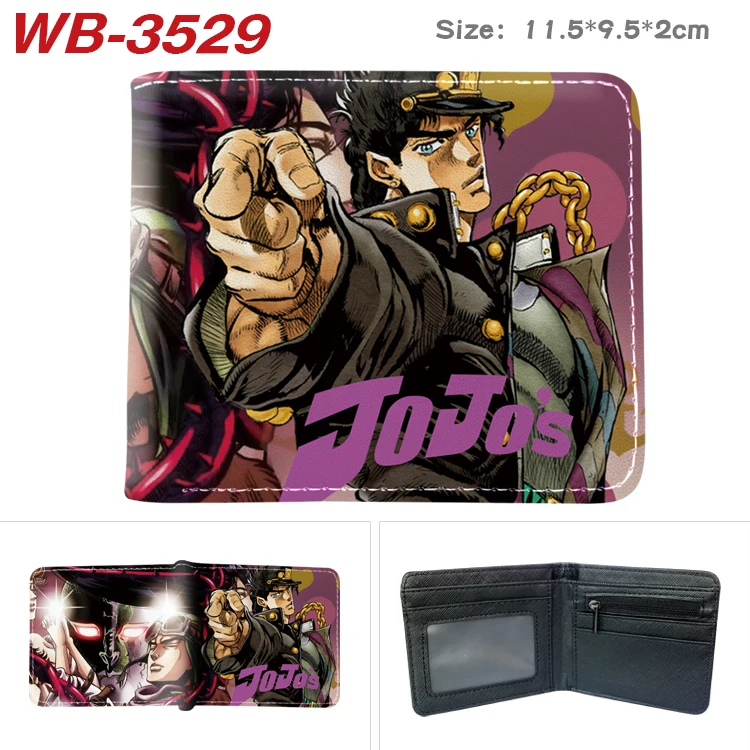 Anime jojo aventura bizarra cartoon wallet men couro pu moeda bolsa com suporte de cartão