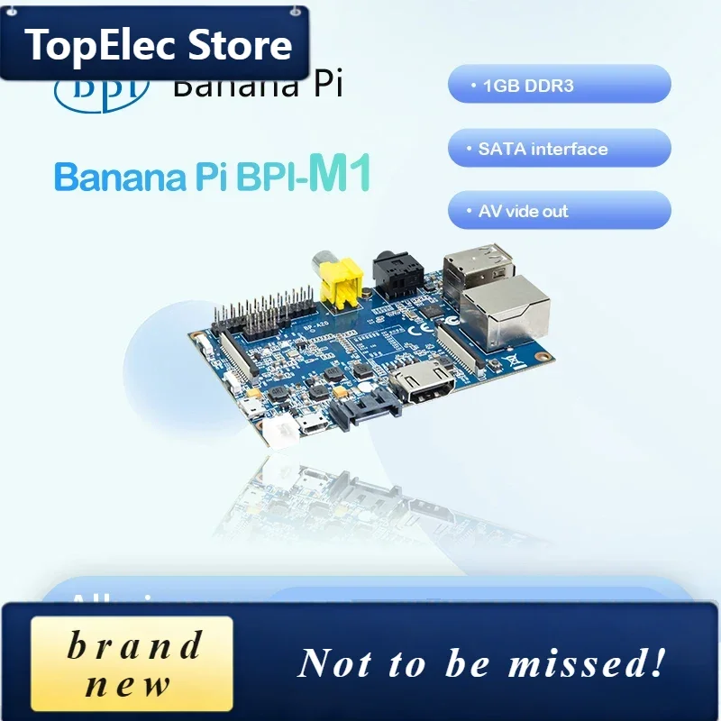 TopElec Banana Pi BPI-M1 Allwinner A20 Dual-core 1GB Ram Memory DDR3 SATA 2.0 HDMI AV Vide Out SoC Open Source Hardware