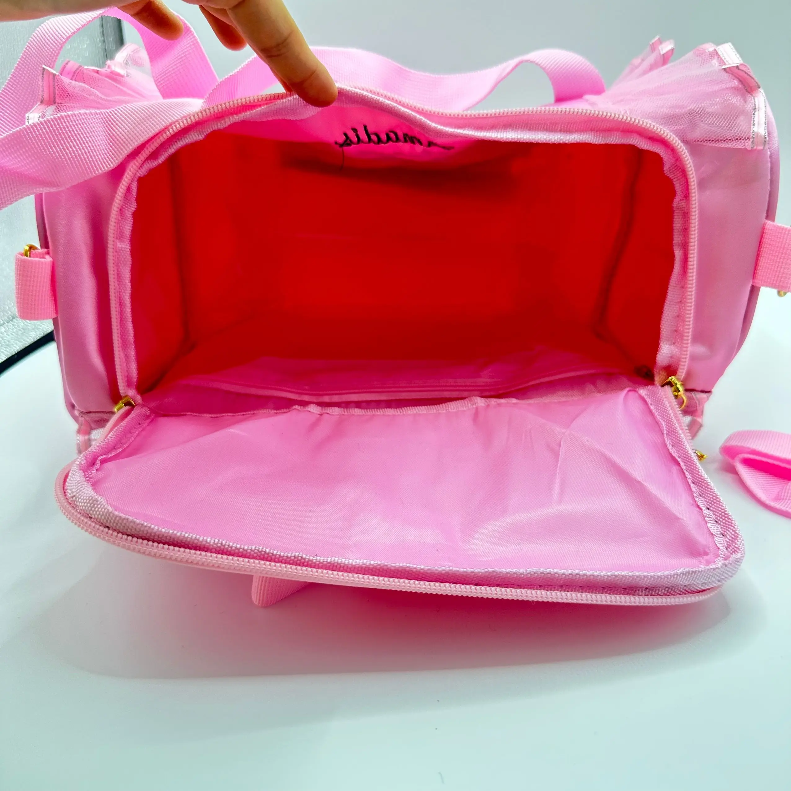 Bolso de baile personalizado para niños, bolsa de bailarina para niñas, bolsa de lona de encaje rosa para clase de Ballet, bolso de mano de Ballet