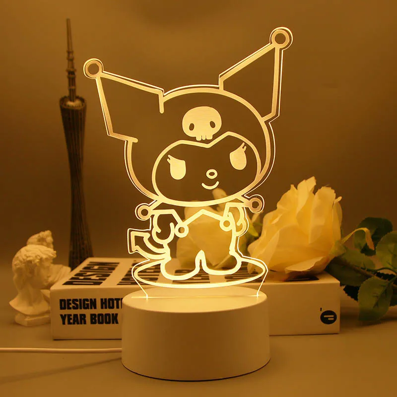 Cinnamoroll My Melody Hello Kitty Action Figure 3D LED Night Light Kawali Kuromi Light Figure Toys Desk Lamp Kids Birthday Gifts