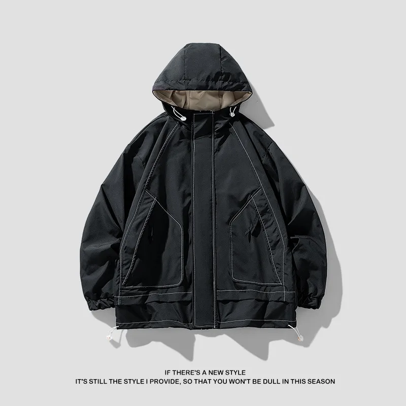 

Spring And Autumn Hooded Jacket Men's Casual Fashion Outdoor Windproof Waterproof Loose Men's Jacket
