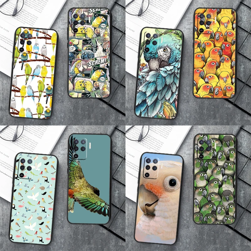 Animal Parrot Bird Case For OPPO A17 A57 A77 A16 A76 A96 A52 A72 A91 A93 A5 A9 A15 A53S A54S A74 A94 A78 Cover