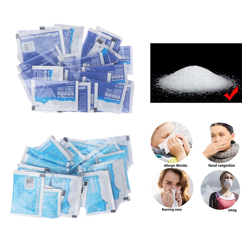 30pcs Nasal Wash Salt Rinse Mix Allergic Rhinitis Relief Nose Cavity Protector Irrigation for 2.7/4.5g Adults Children Nose Clea