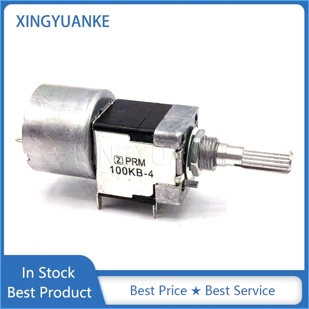 1PCS RK168 Type Motor Potentiometer B100K*2 100KB-4 Double 8-Pin Flower Shaft Length 25MM Power Amplifier Volume Potentiometer