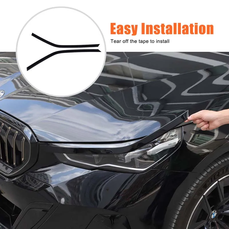 

For BMW 5 Series/G60 2024+ Headlight Eyebrow Decoration Strips Car Headlight Eyebrow Decoration Stickers Glue/Gloss Black (Soft)