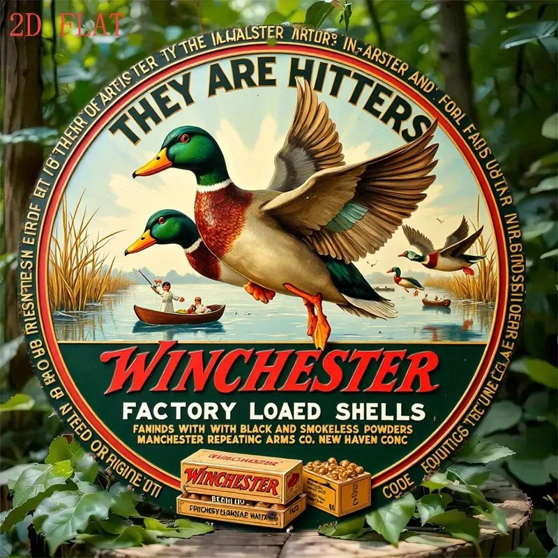 Winchester Style Ducks in Flight Shotgun Tin Metal Signs Home Décor 8x8