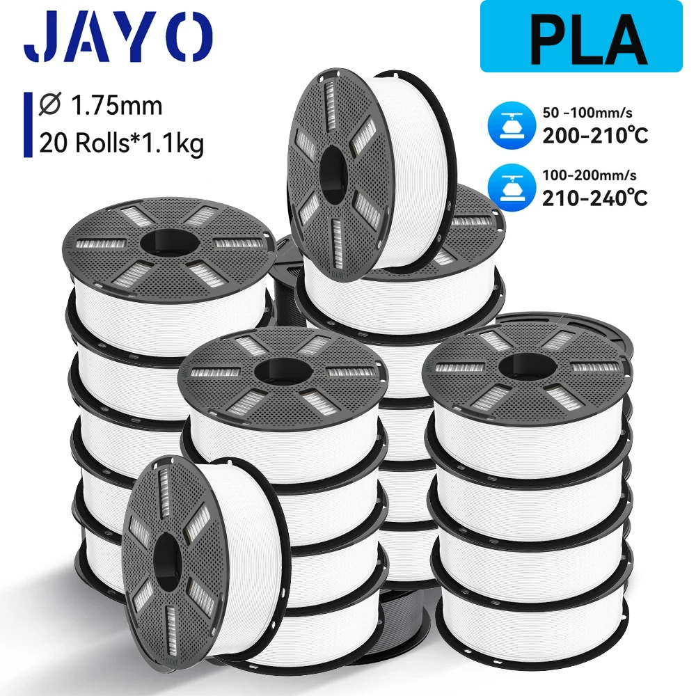 JAYO PLA Plus PETG PLA 3D-Drucker-Filament, 20 Rollen PETG/PLA+ Filament, 1,75 mm, keine Blasen, glatt, optional für Bambu FDM 3D-Drucker