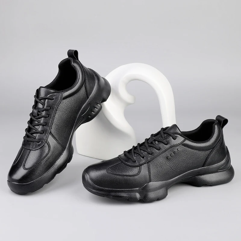 

Men Casual Shoes with Black PU Lace Up Thick Sole Comfortable Non Slip Wear Resistant Men Shoes