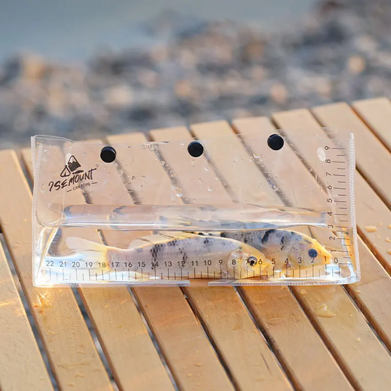 Live Fish Observation Bag with Built-in Fish Measuring Ruler Clear PVC Fish Bag Convenient Snap Design Foldable Storage Bag