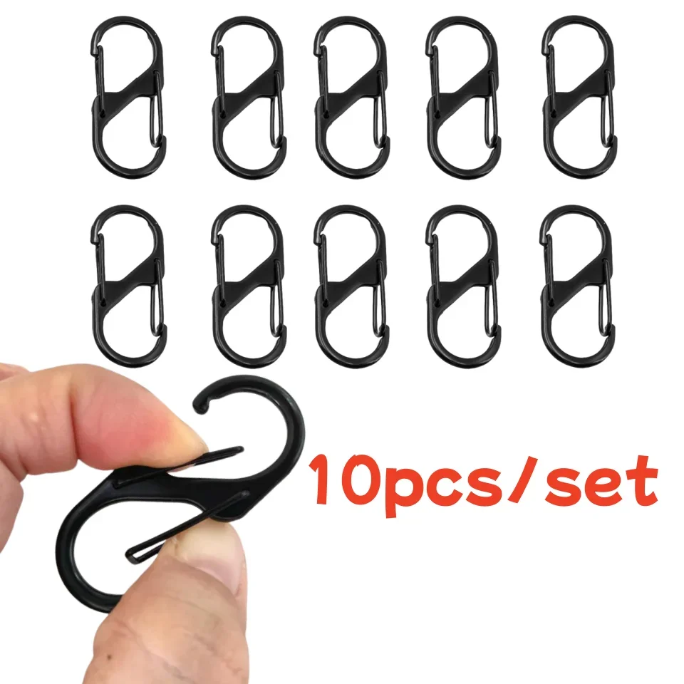 10 Pcs S Shaped Carabiner Metal Double Hooks Carabiner Keychain Small Spring Clips for Camping Fishing Traveling