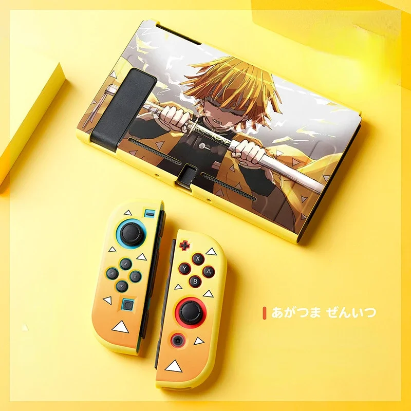 Demon Slayer Anime Figure Case for Nintendo Switch Game Oled Shell Split Silicone Protector Cover Compatible Charging Cradle