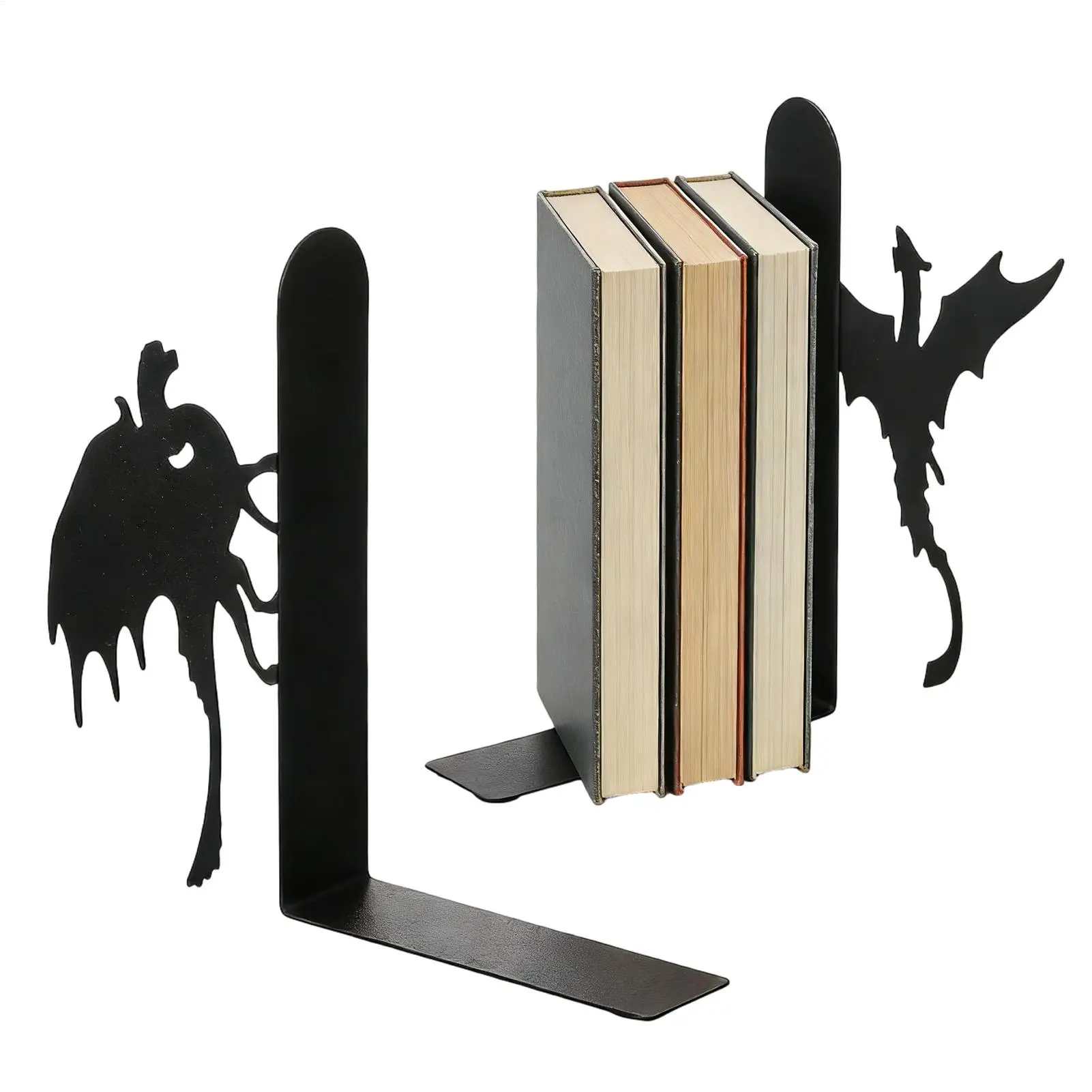 

Black Book Ends Creative Dragon Metal Book Stand Decorative Gothic Book Holders Book Holder Rack For Home Bookshelves