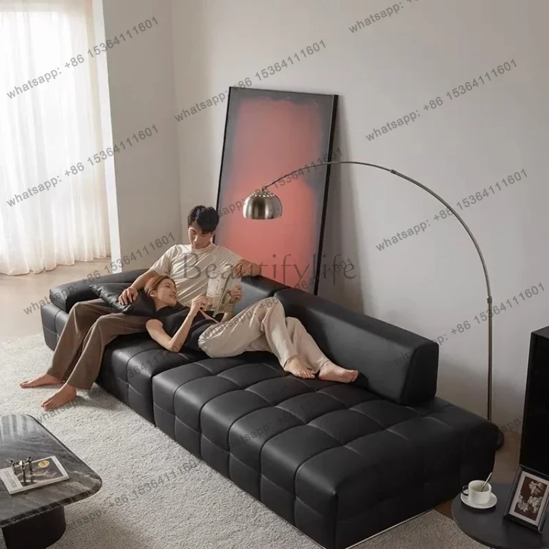Home Furniture Luxury Modern Italian Lawrence Big Black Cow Sofa Couchs Genuine