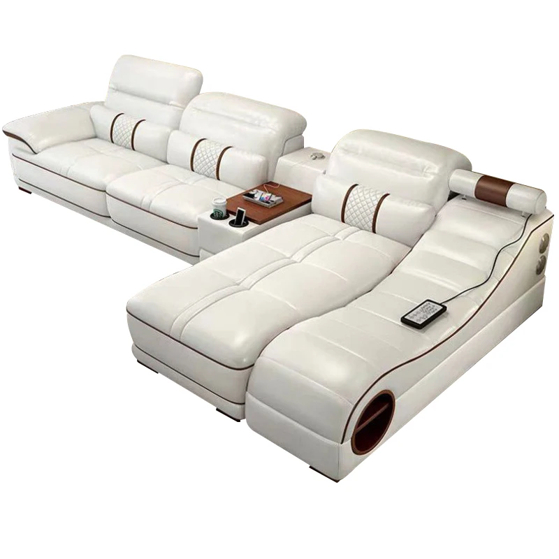 Modern luxury furniture living room leather smart multifunctional massage charging smart sofa set leather couches luxury