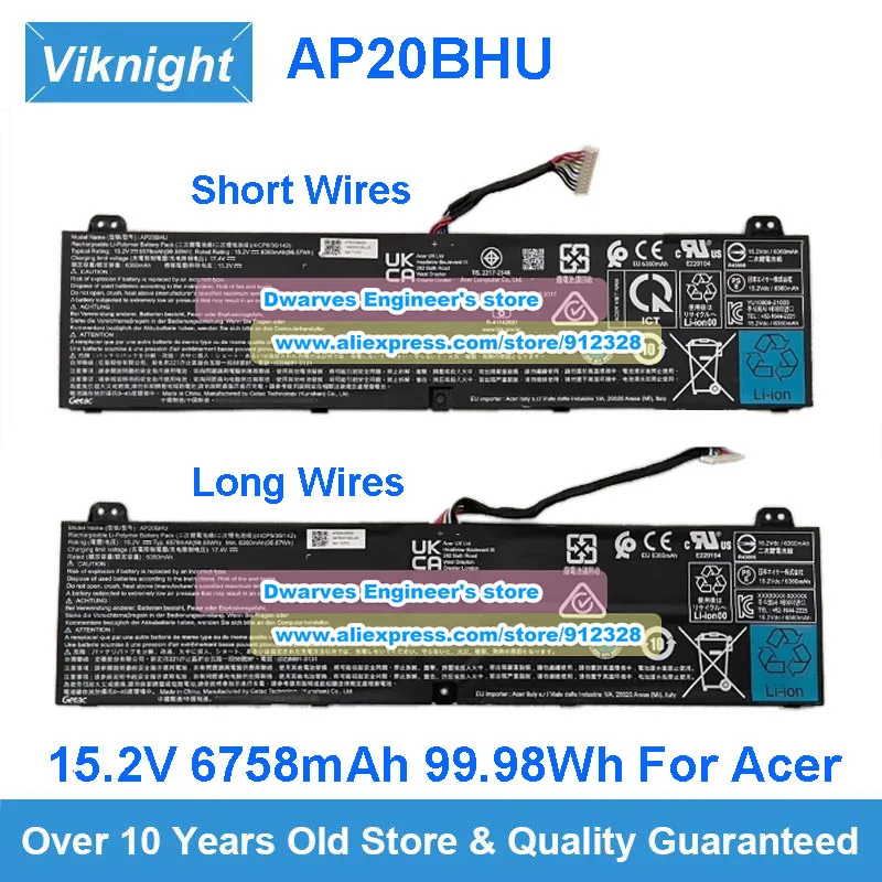 Genuine 15.2V 6758mAh 99.98Wh Battery AP20BHU For ACER Predator Triton 500 SE PT516-51s PT516-52s Laptop Batteries