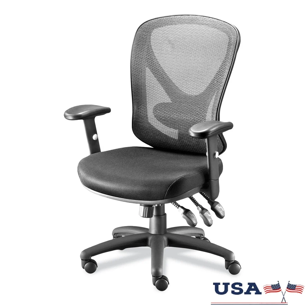 

Multifunction Task Chair Adjustable Height Lumbar Support Ergonomic Office Chair Padded Armrests Swivel Tilt Five Star Base