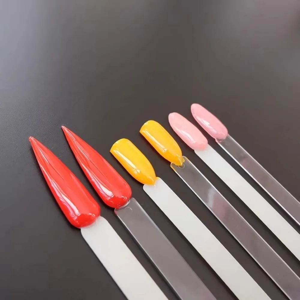 50pcs Clear Nail Sample Sticks Fan-Shaped Nail Swatch Nail Practice Display Tips False Nail Tips with Rings Nail Display Sticks