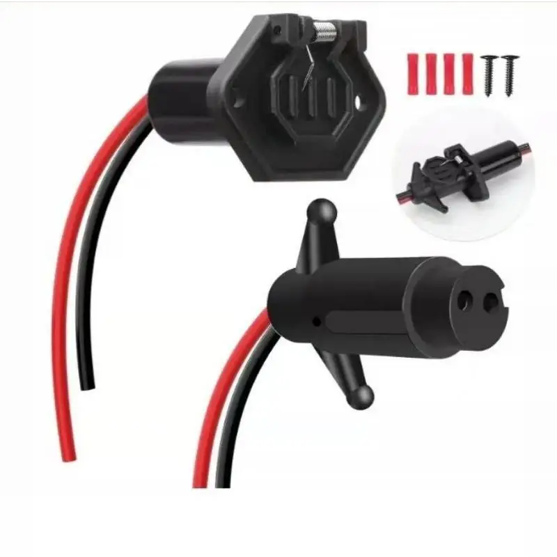 Boat Trolling Motor Plug 12V-24V 8/10 Gauge 2 Wire Heavy Duty Universal Drag Motor Connector for Yacht Sailboat