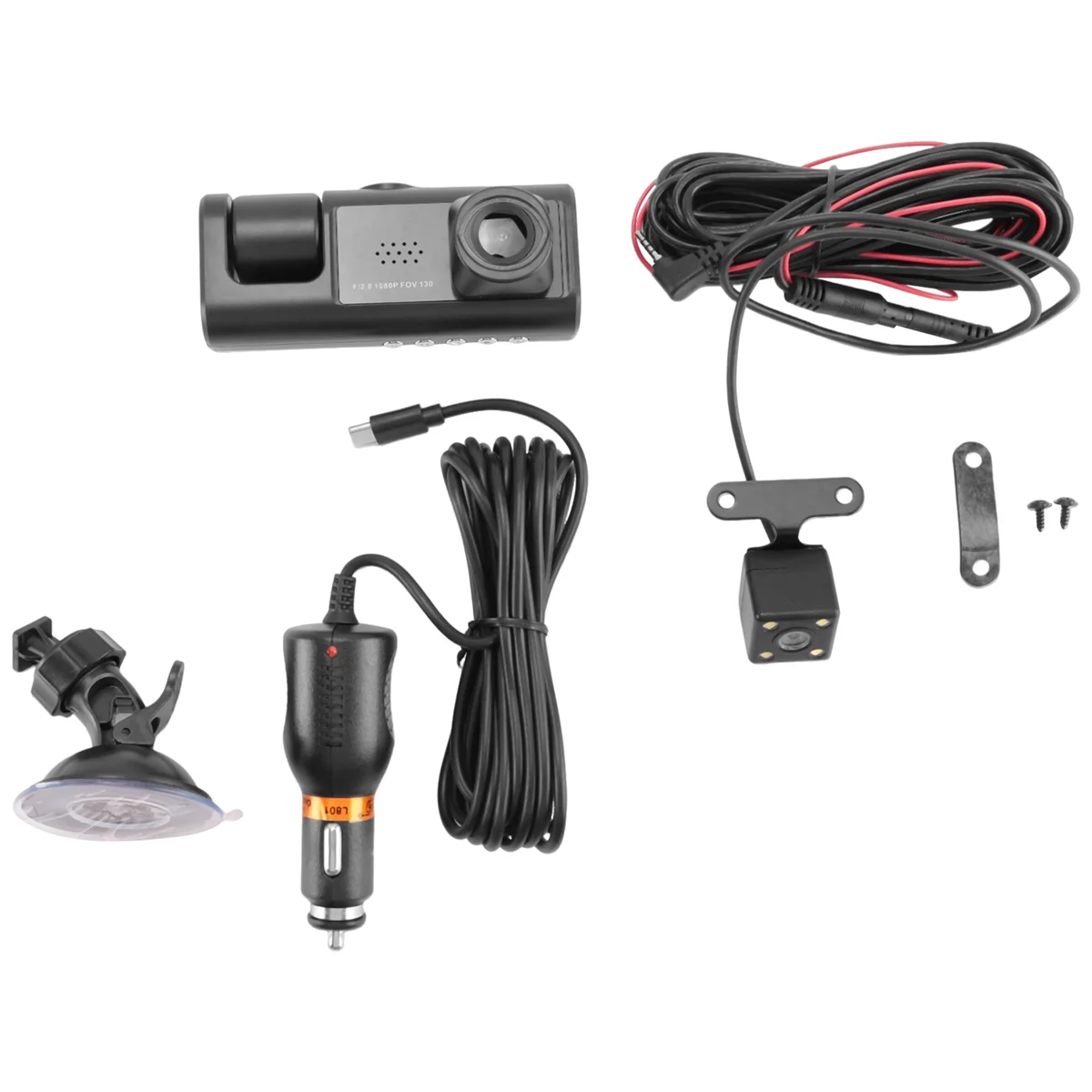 3 Camera Lens Car DVR 3-Channel Dash Cam HD 1080P Front and Rear Inside Dashcam Video Recorder Night