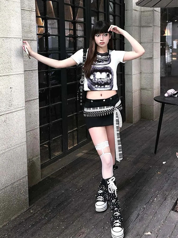 Punk Y2K Lip Print … - image