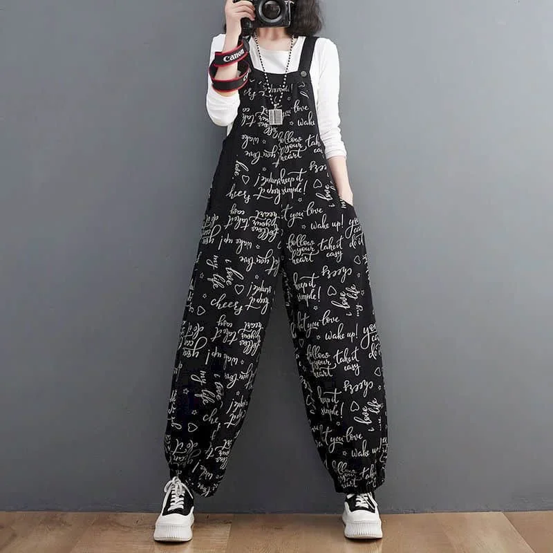 

Denim Jumpsuits for Women Korean Style Vintage Playsuits Casual Cross Pants Loose Trousers Oversized Overalls for Women Clothes