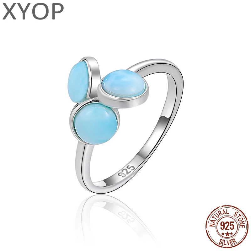 XYOP 2024 Amber Sunset Lillian Ball Clear Spring Stone On Larimar Ring