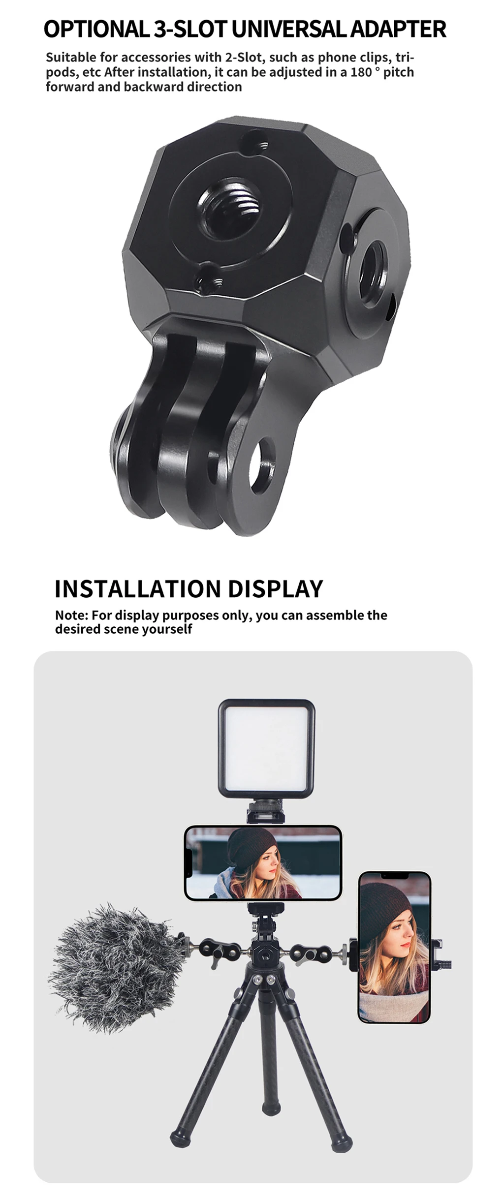 Vielseitiger Mini-Magic-Cube-Adapter mit Schraubenloch ARRI 1/4 3/8' für GoPro 13 Insta360 X4 Osmo Blitzlicht Stativhalterung – Detail 35