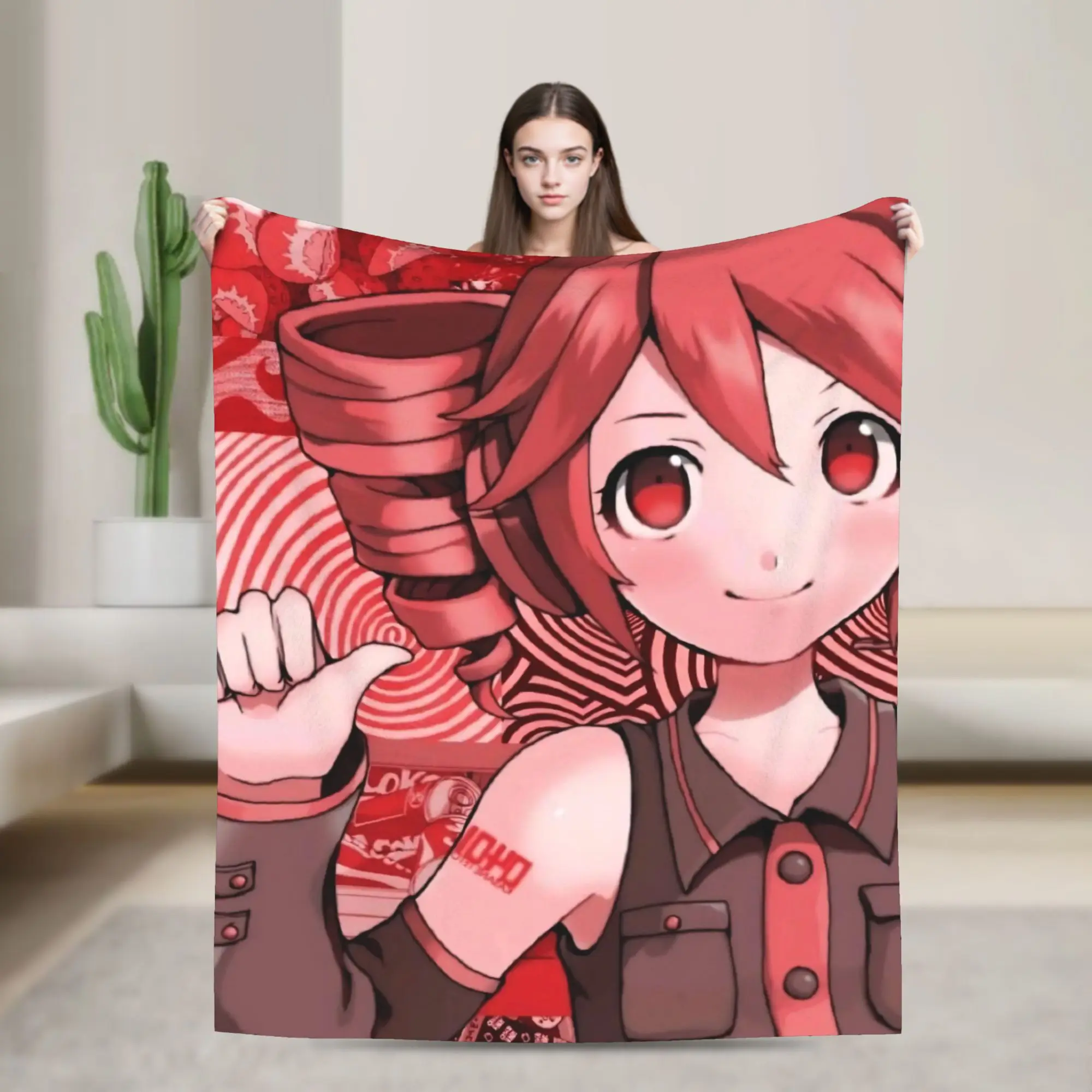 Kasanes Tetos Flannel Blanket Anime Vtuber Fashion Throw Blankets for Home 150*125cm Quilt