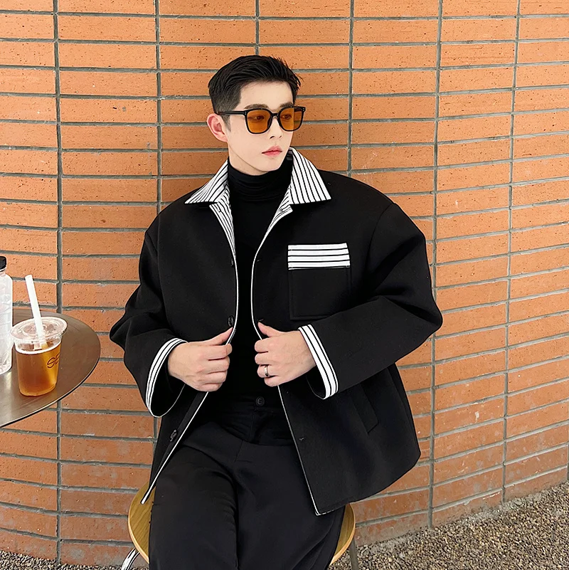 

Осень-зима ort Мужская одежда Jaet с воротником контрастного цвета из твидового материала Faionable Высококачественная верхняя одежда для молодежи...