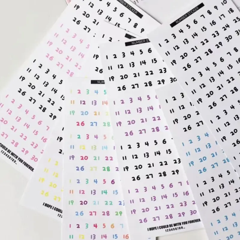 6 أوراق تاريخ ملاحظة ملصق رقم 1 ~ 31 عدد ملصقات التقويم مخطط سكرابوكينغ مجلة يوم شهري الوقت اليومي التسمية الديكور