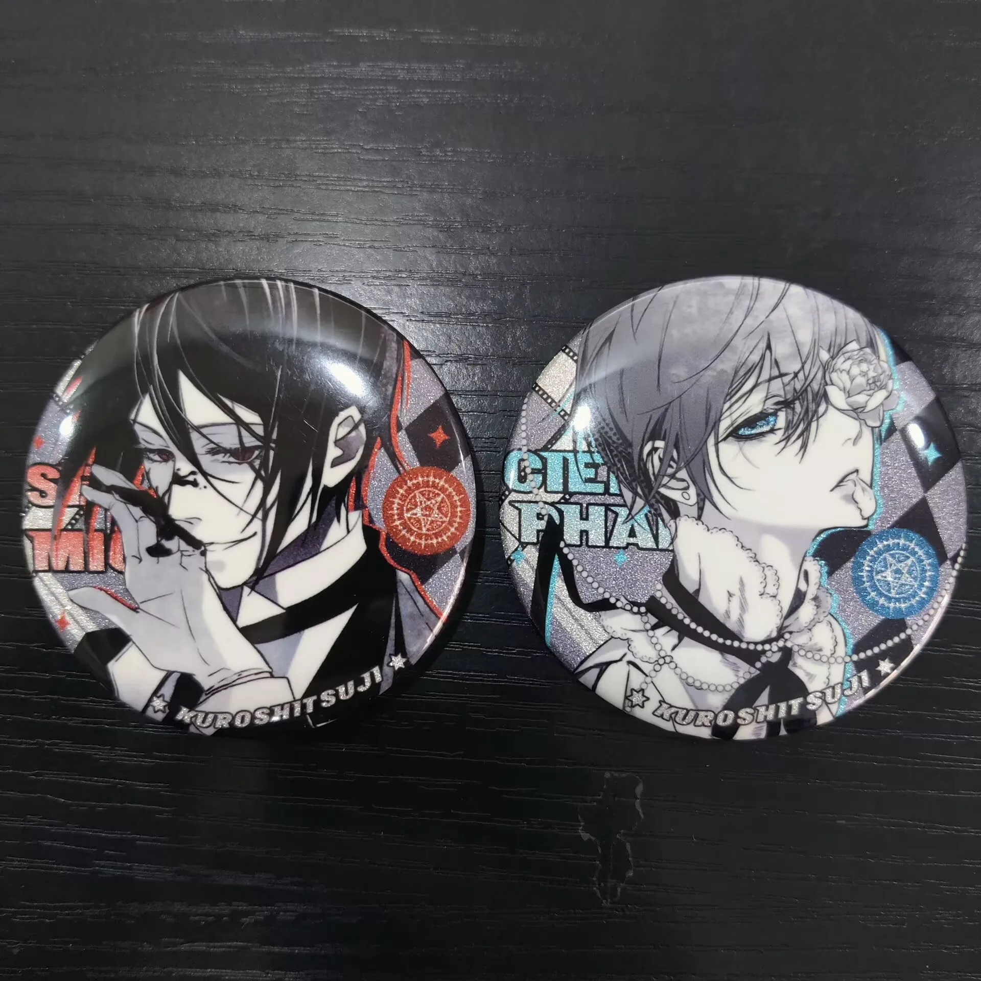 Black Butler Anime Figures Grelle Sutcliff Sebastian Michaelis Cosplay Metal Badge Pins Exquisite Cartoon Decorative Brooch Gift