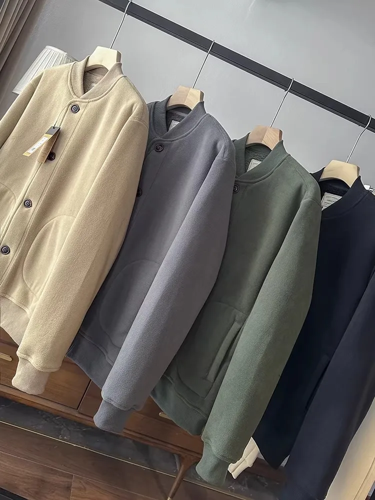 

Мужская зимняя утепленная ветрозащитная куртка-бомбер с флисовой подкладкой, воротником-стойкой, повседневная, из полиэстера, с длинными рукавами