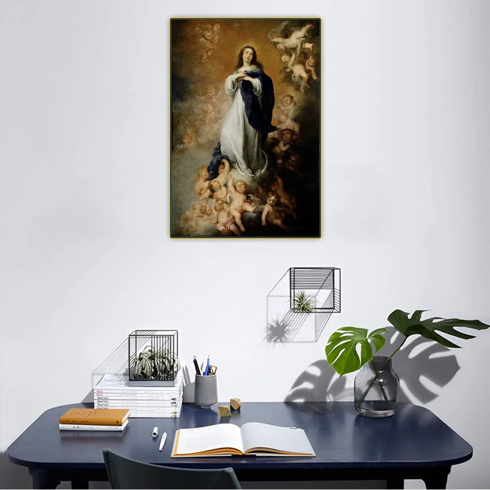 Citon Murillo 《conce inmaculada》 lienzo, pintura al óleo, póster artístico, imagen, decoraciones de fondo de pared, decoración del hogar