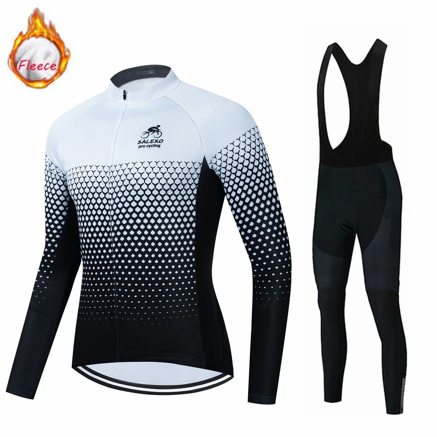 New 2023 Men Winter Thermal Fleece MTB Road Bike Cycling Clothing Set Men's Long Sleeves Jersey Suit Outdoor Riding Bike Clothes