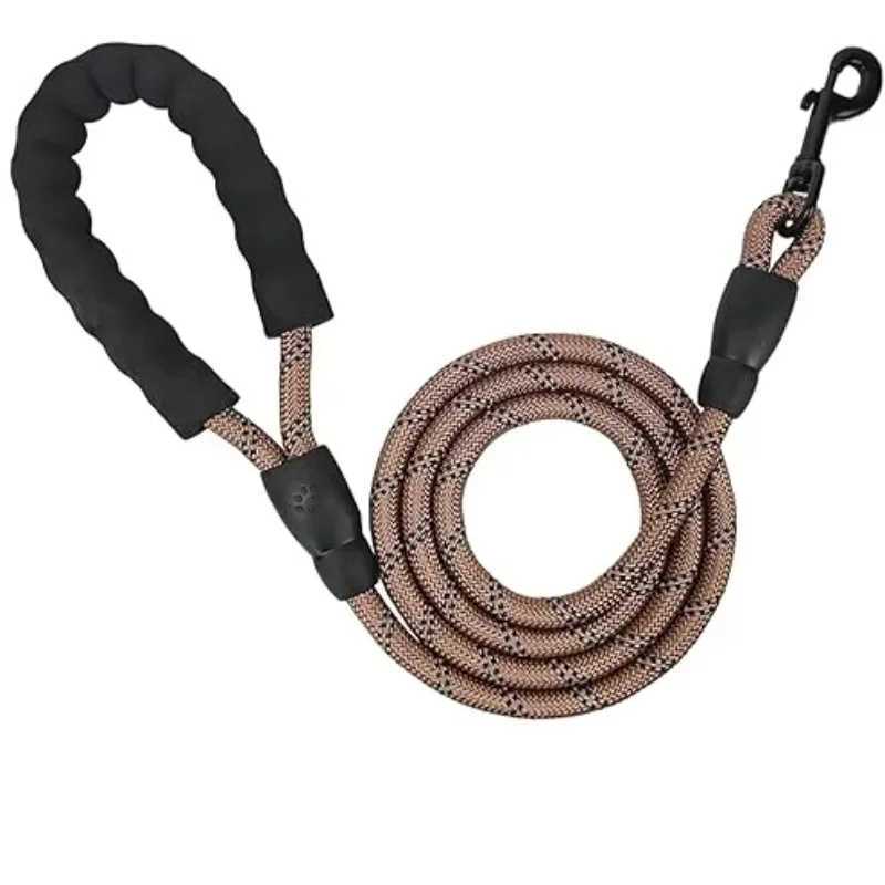 

1/2'' 5ft Dog Leash with Comfortable Padded Handle for Little Medium Large Dog Heavy Duty Highly Reflective Threads (Brown)