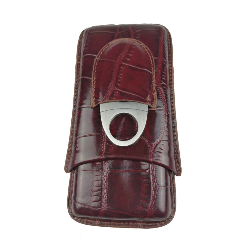 

Leather Cigar Holder Case with Cutter for Travel, Cigarette Box, Smoking Accessories for Man, 5Pcs