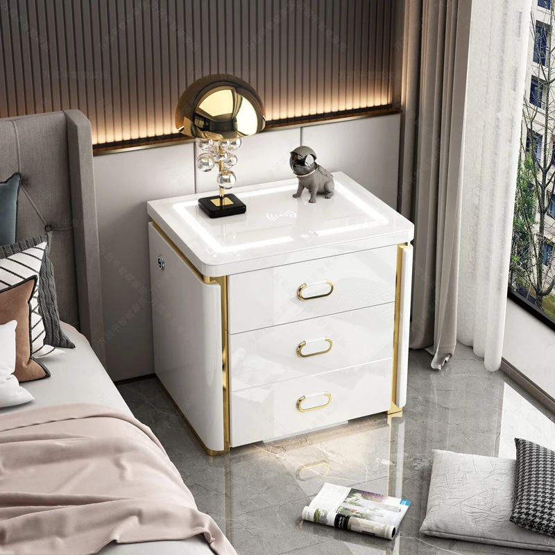 

Safe Fingerprint Lock Password Keypad Apartment Bedroom &Modern Style Smart Home Bedside Table Anti-Theft Drawer Integrated