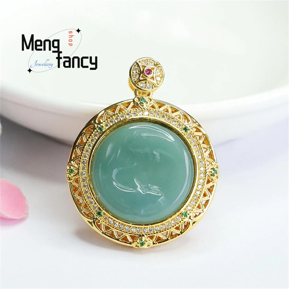 Natural A-goods Blue Water Jadeite koi Pendant Exquisite Elegant Charm High-grade Handicraft Luxury Quality Fashion Fine Jewelry